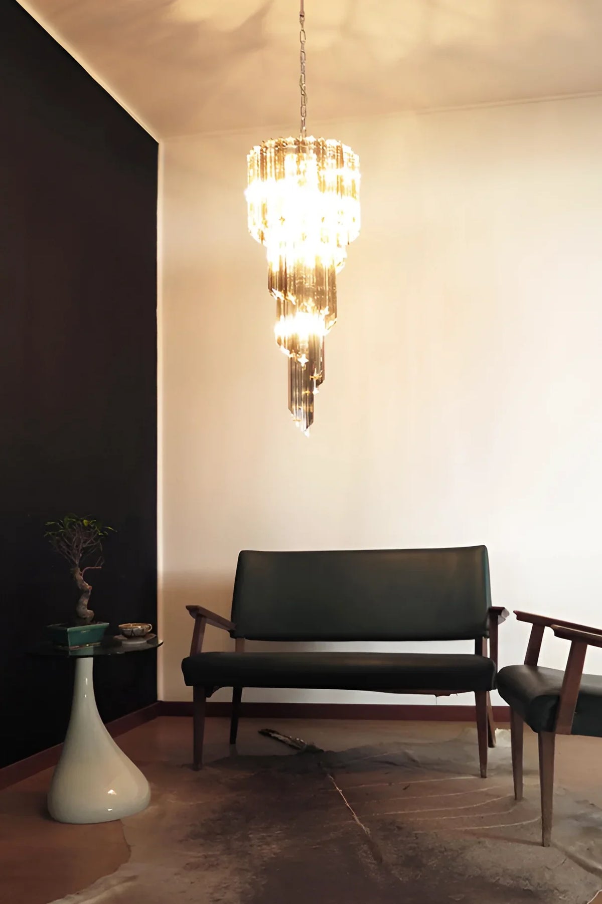 Transparent Smoked Quadriedri Prism Chandelier - view 3 | Metavaya