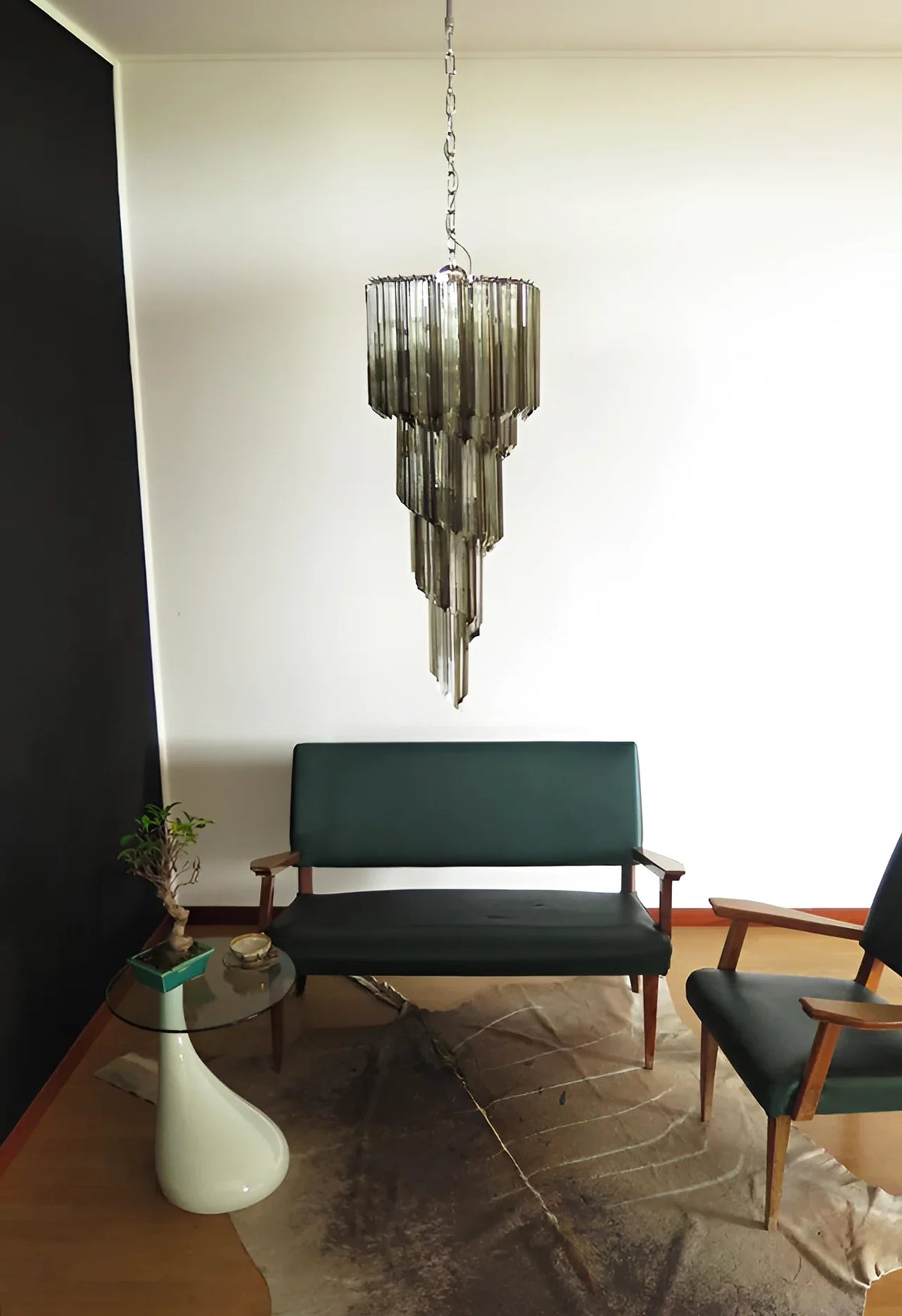 Transparent Smoked Quadriedri Prism Chandelier - view 4 | Metavaya