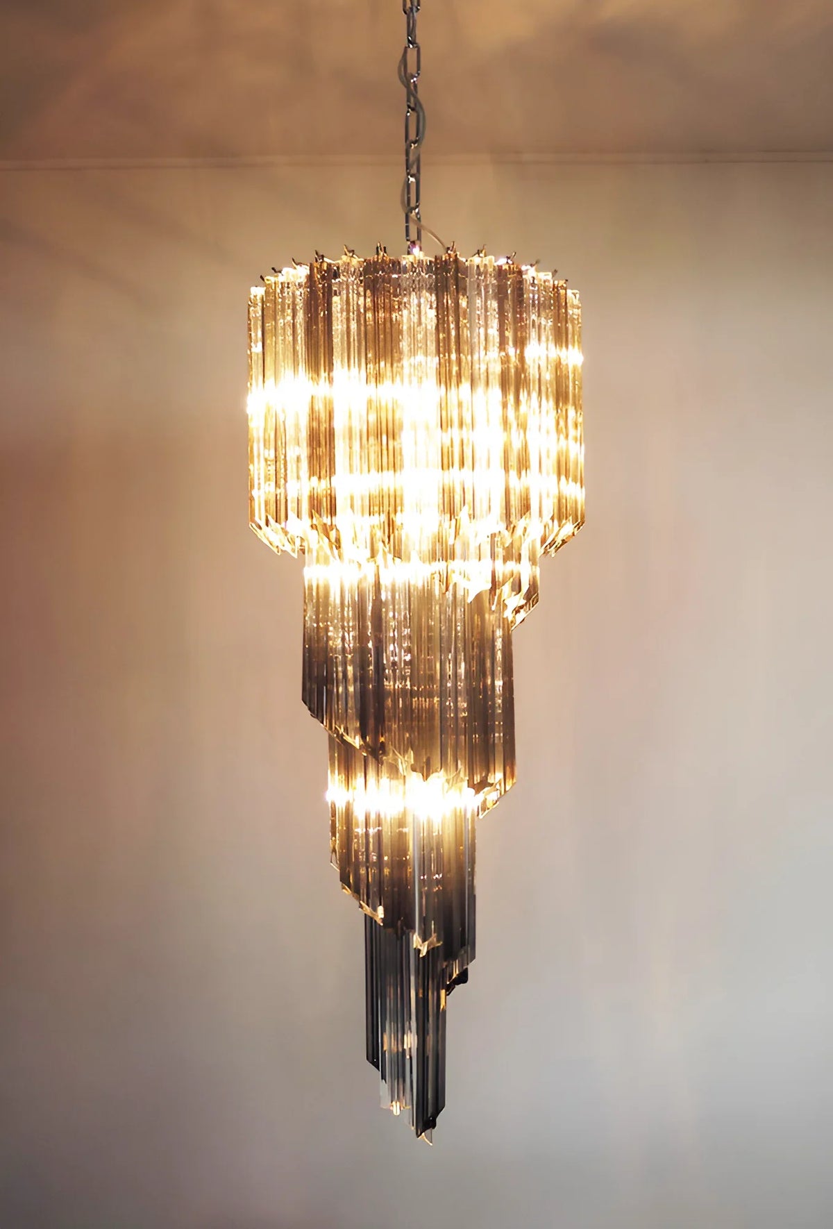 Transparent Smoked Quadriedri Prism Chandelier - view 12 | Metavaya