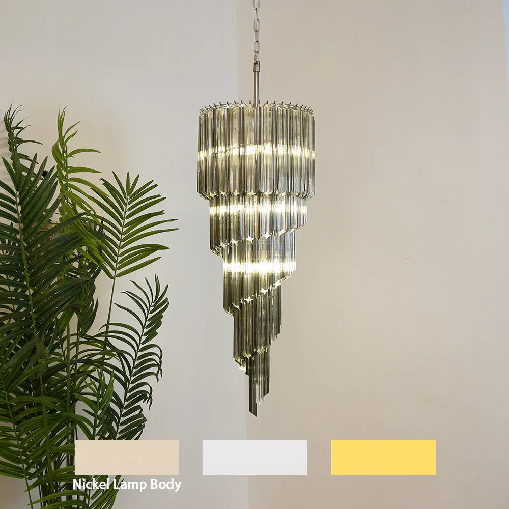 Transparent Smoked Quadriedri Prism Chandelier - view 17 | Metavaya