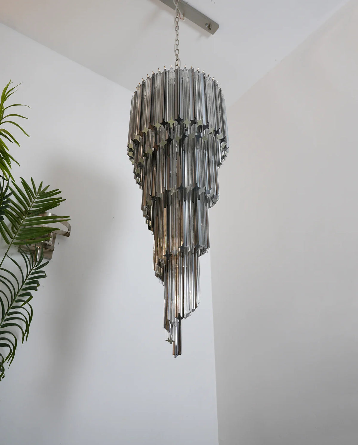 Transparent Smoked Quadriedri Prism Chandelier - view 13 | Metavaya