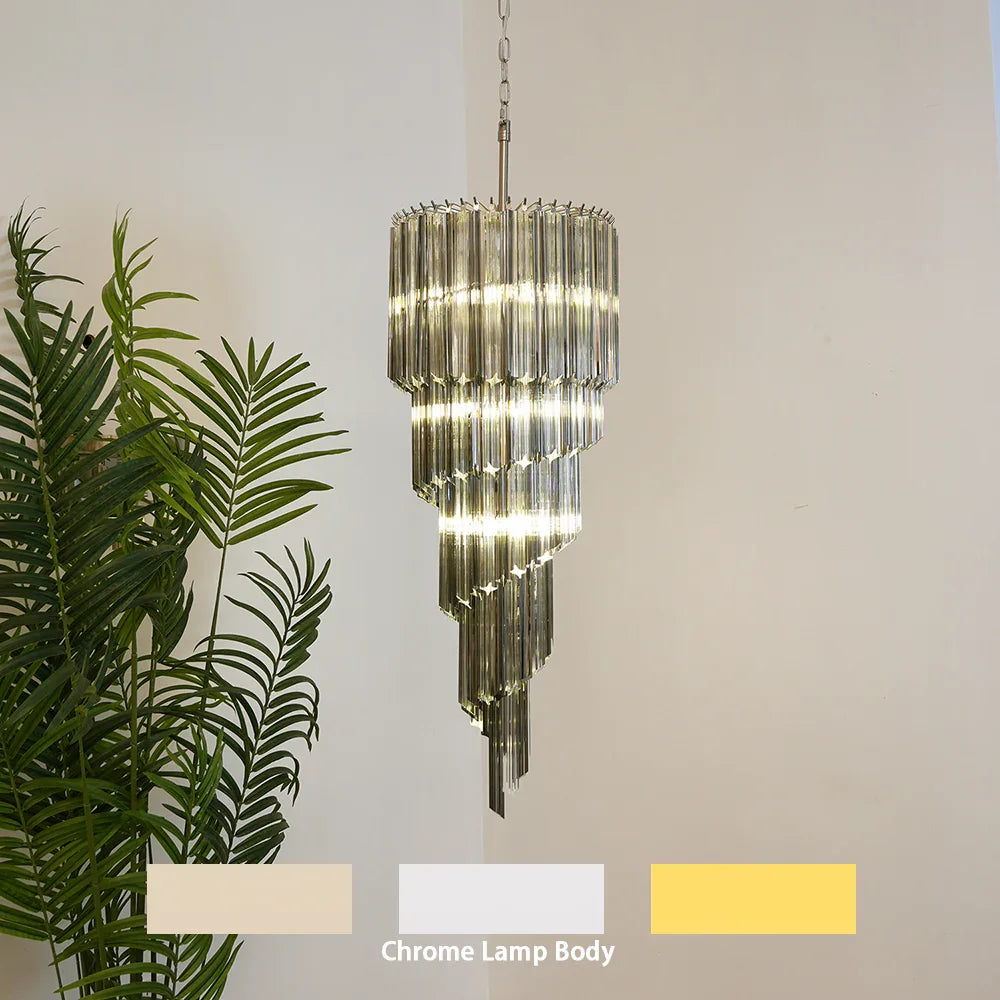 Transparent Smoked Quadriedri Prism Chandelier - view 18 | Metavaya