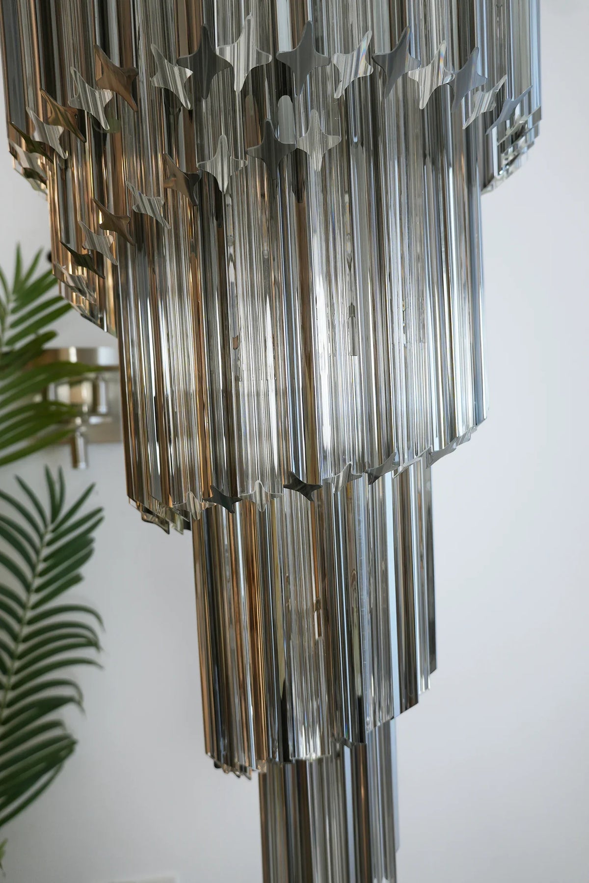 Transparent Smoked Quadriedri Prism Chandelier - view 14 | Metavaya