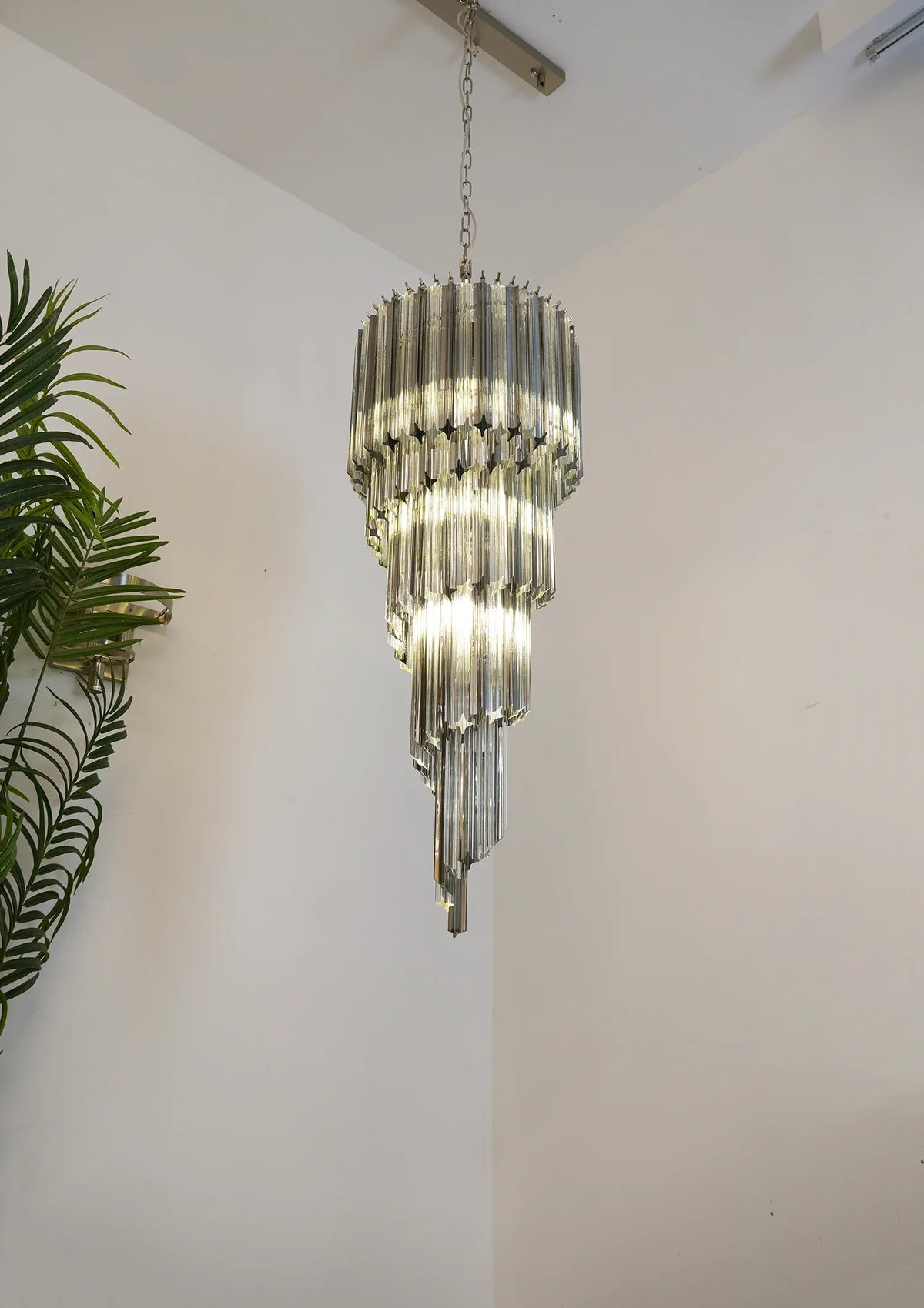 Transparent Smoked Quadriedri Prism Chandelier - view 11 | Metavaya