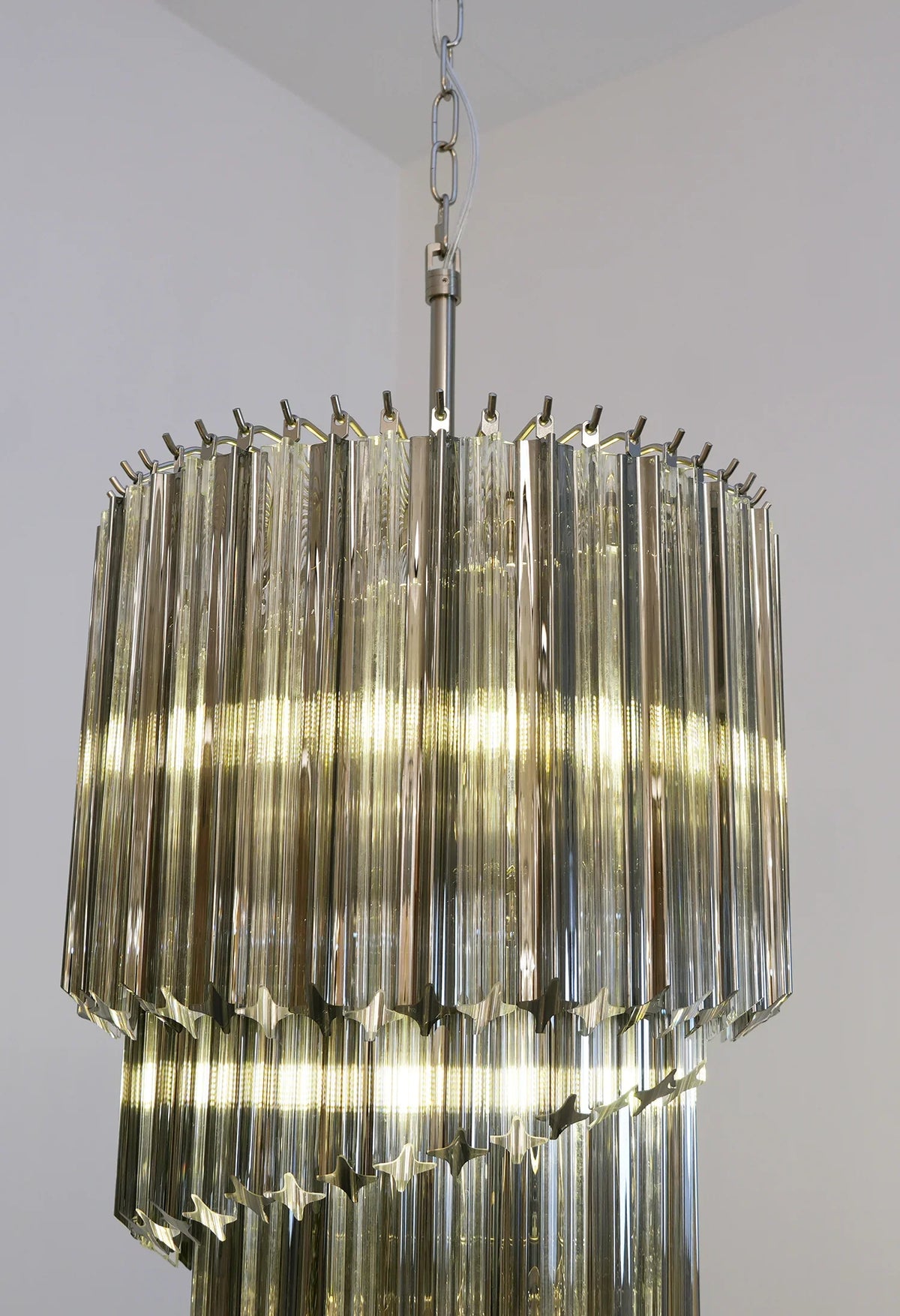 Transparent Smoked Quadriedri Prism Chandelier - view 15 | Metavaya