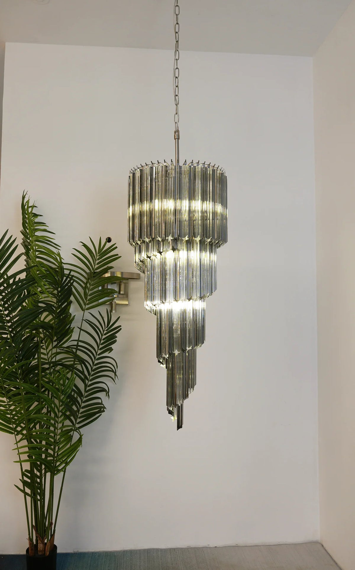 Transparent Smoked Quadriedri Prism Chandelier - view 8 | Metavaya