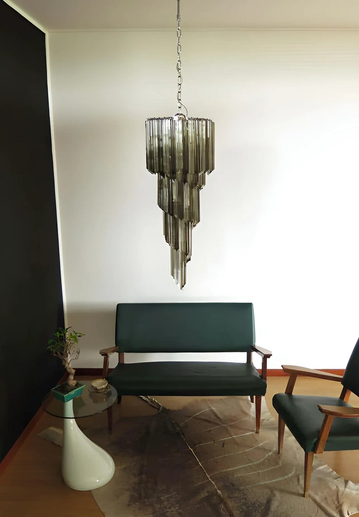 Transparent Smoked Quadriedri Prism Chandelier - view 5 | Metavaya