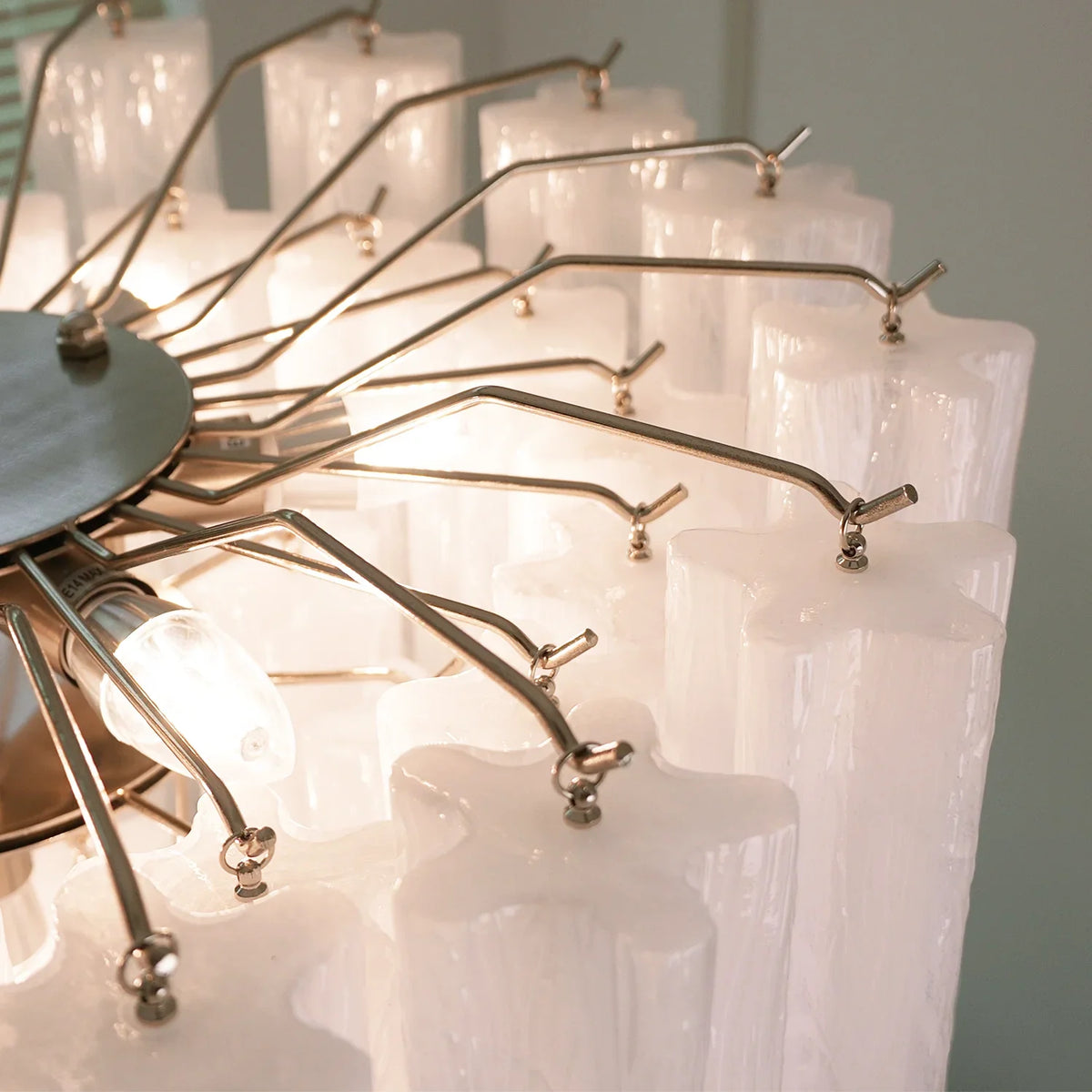 White Glass Tube Chandelier - view 21 | Metavaya