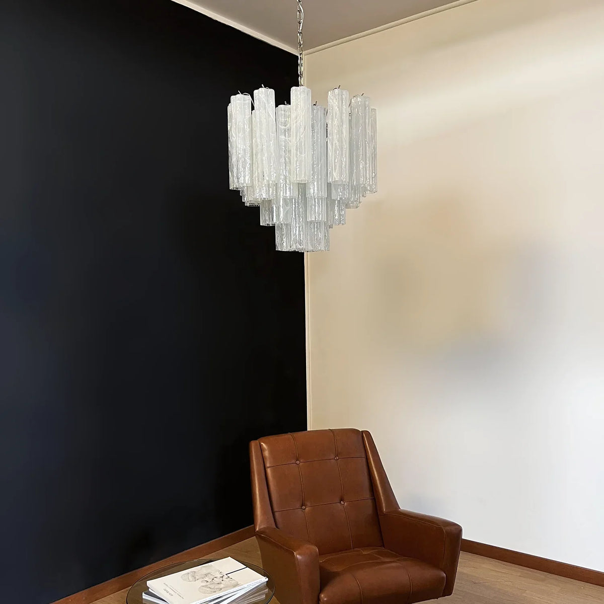 White Glass Tube Chandelier - view 10 | Metavaya