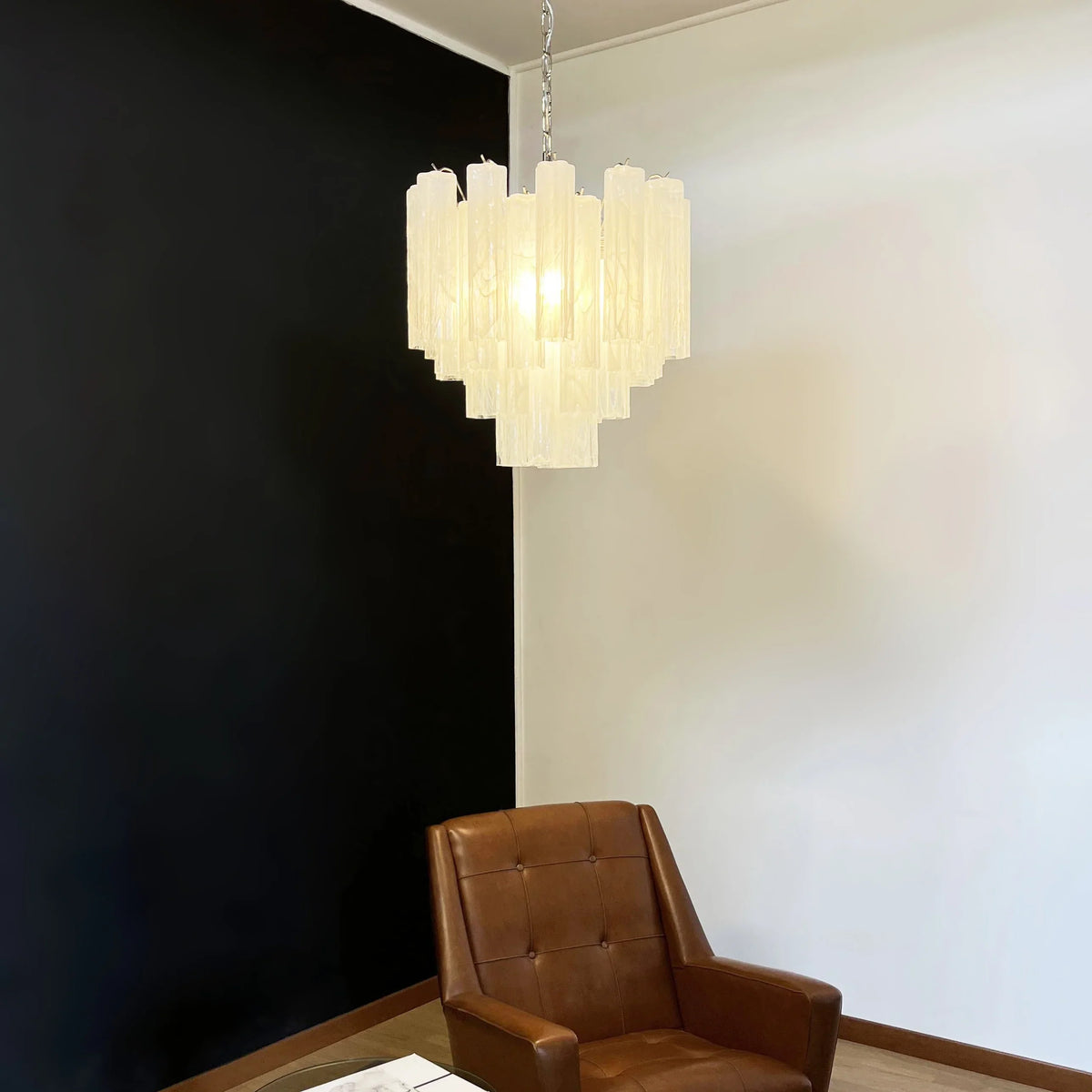 White Glass Tube Chandelier - view 13 | Metavaya