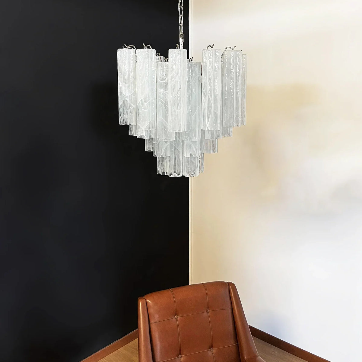 White Glass Tube Chandelier - view 11 | Metavaya