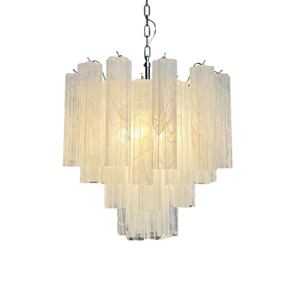 White Glass Tube Chandelier - view 27 | Metavaya