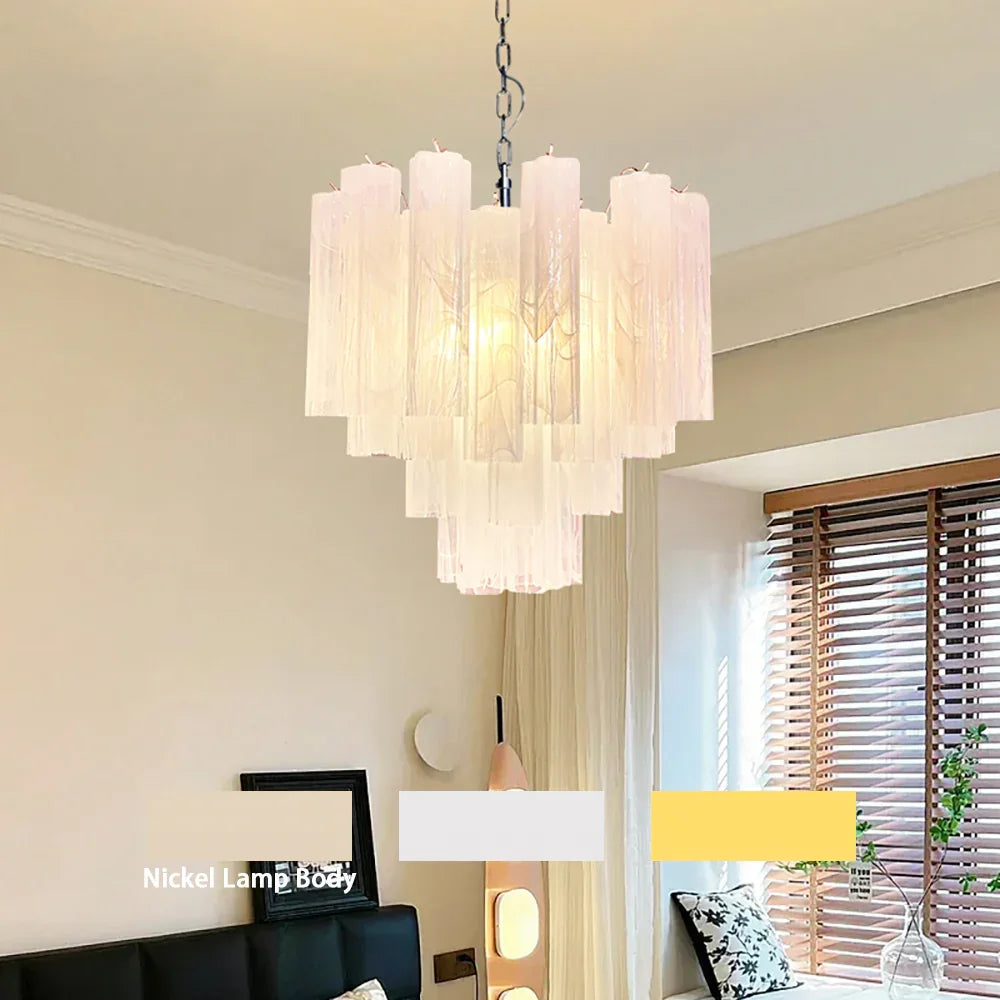 White Glass Tube Chandelier - view 24 | Metavaya