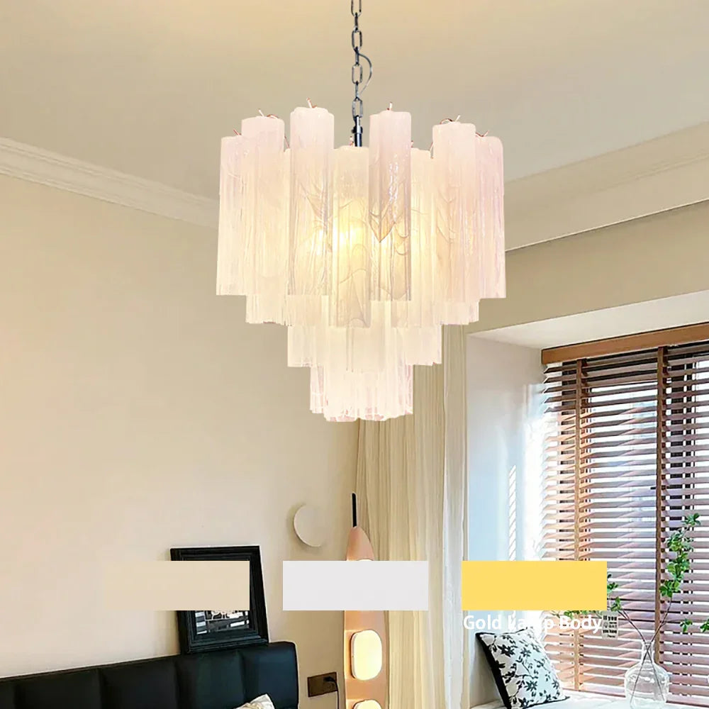 White Glass Tube Chandelier - view 26 | Metavaya