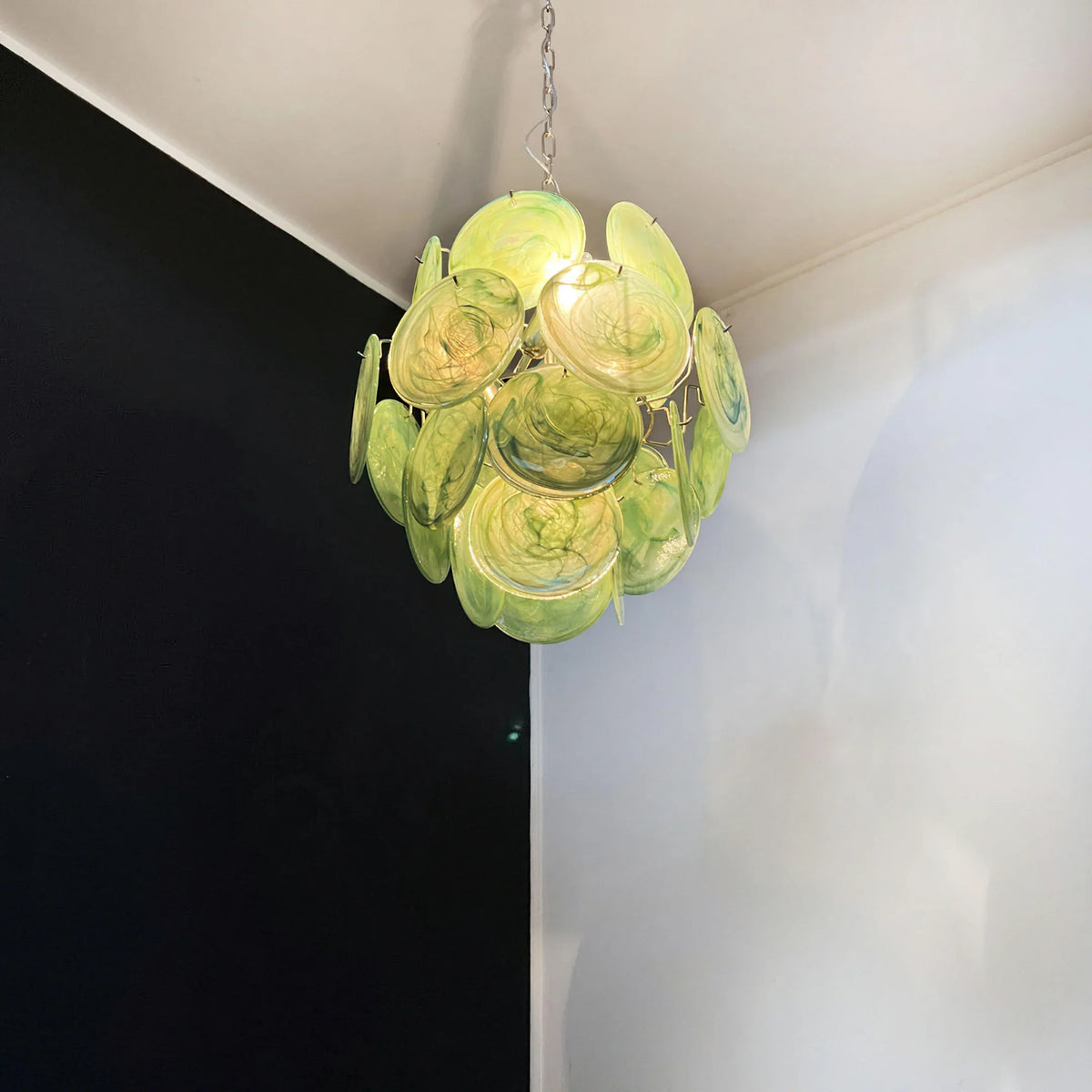 Vintage Green Discs Chandelier - view 10 | Metavaya