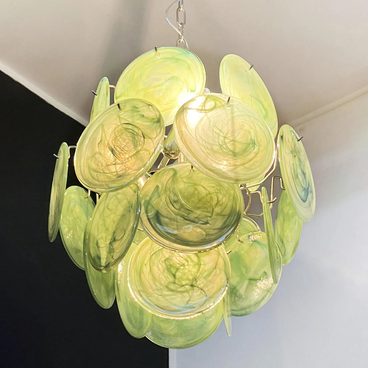 Vintage Green Discs Chandelier - view 11 | Metavaya