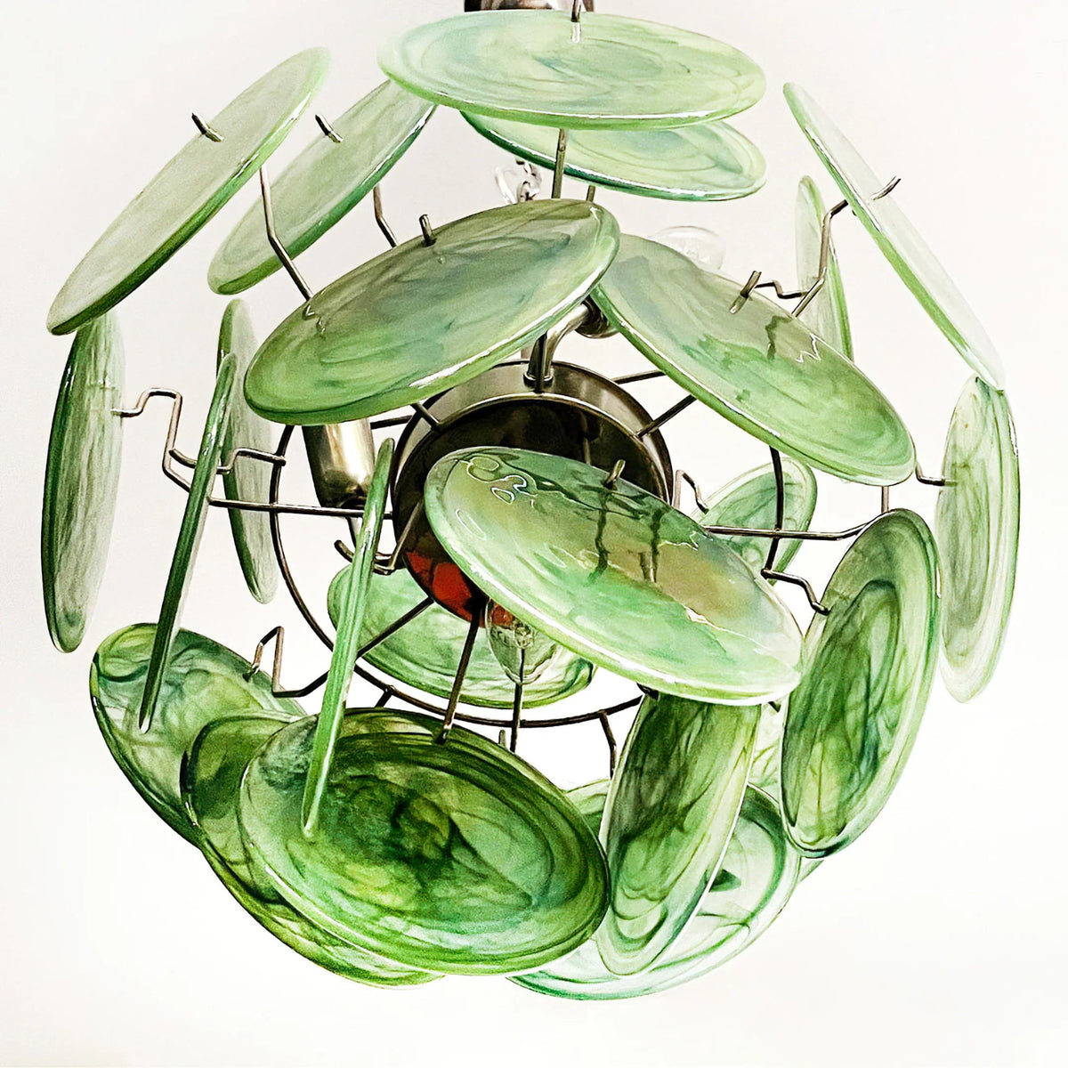 Vintage Green Discs Chandelier - view 15 | Metavaya