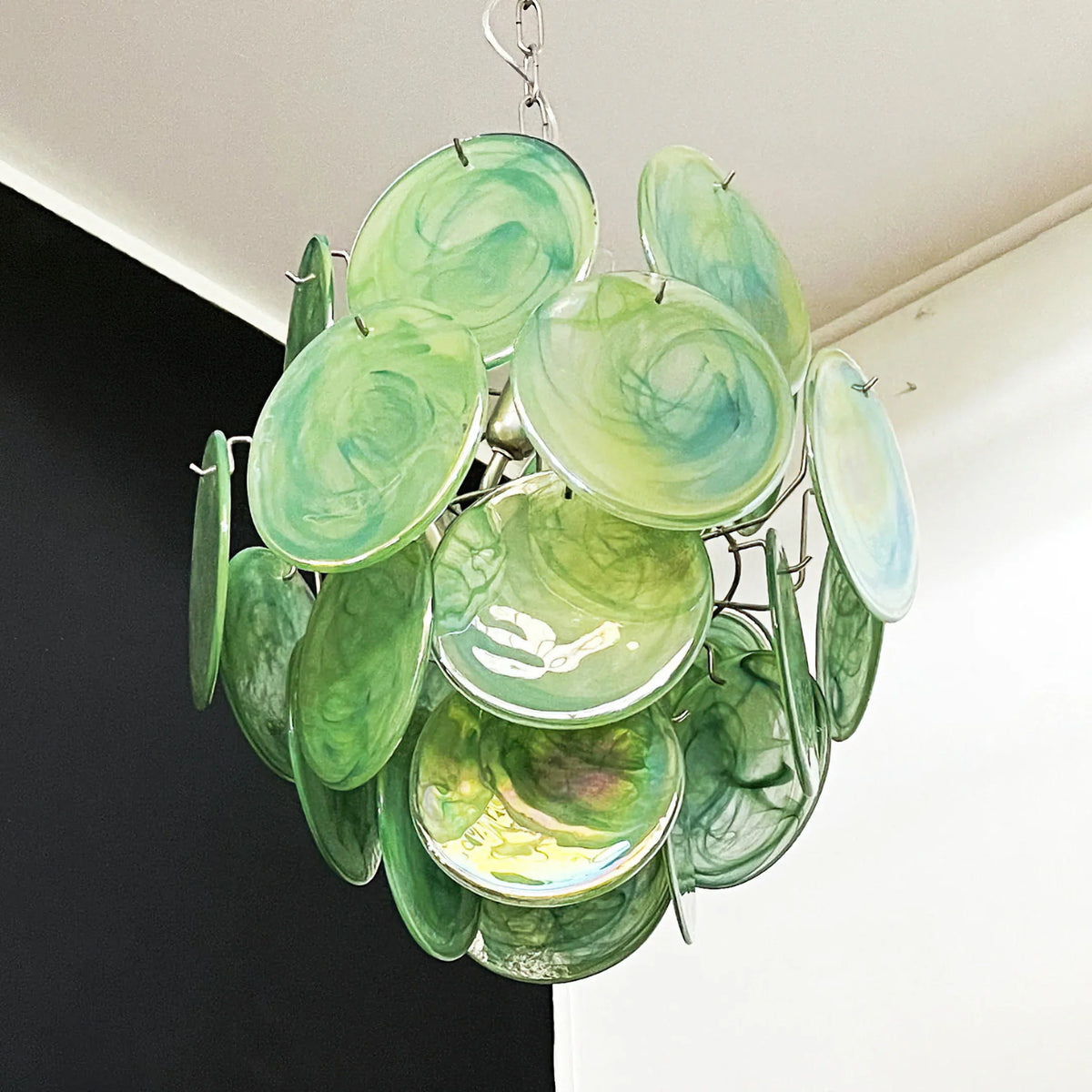 Vintage Green Discs Chandelier - view 17 | Metavaya
