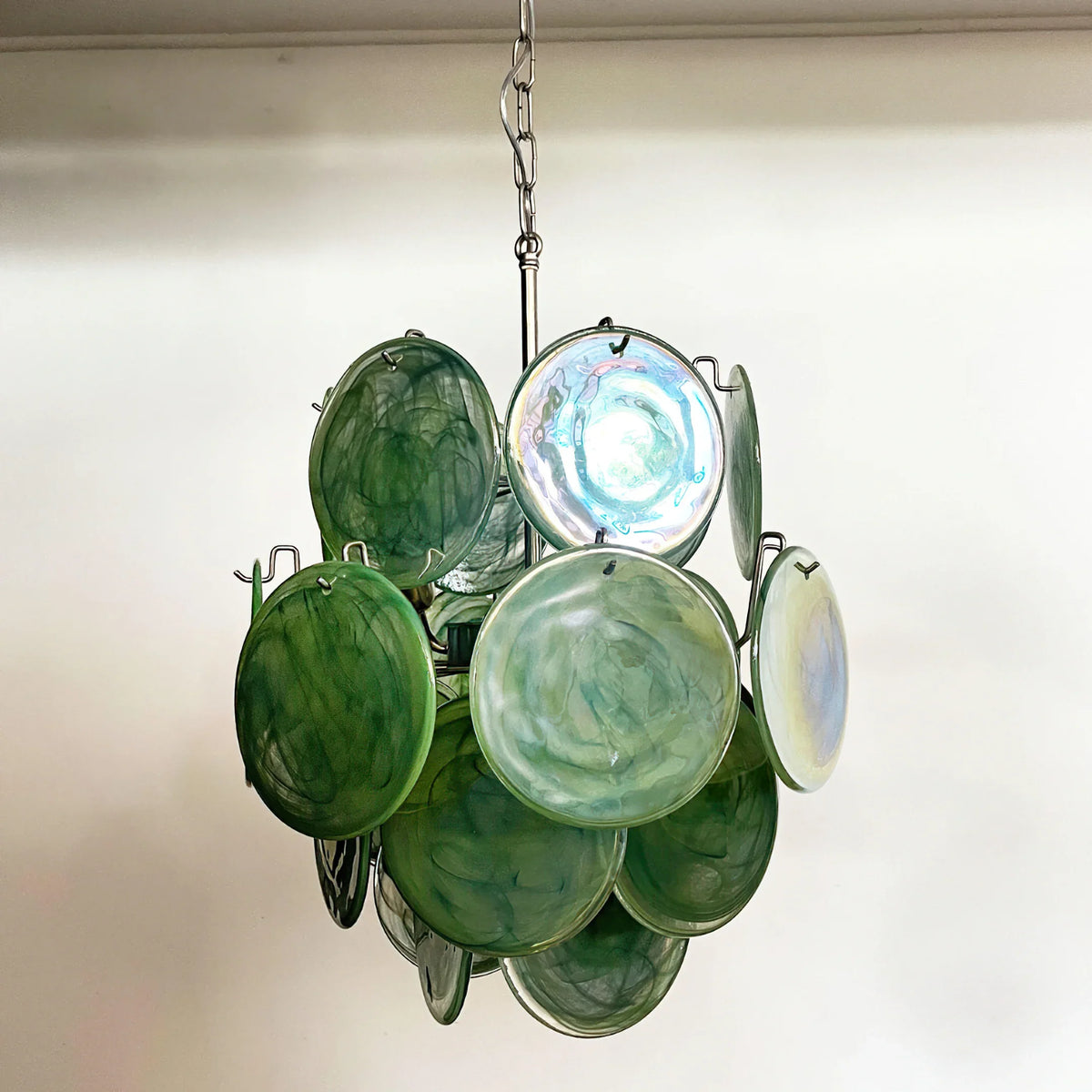 Vintage Green Discs Chandelier - view 19 | Metavaya
