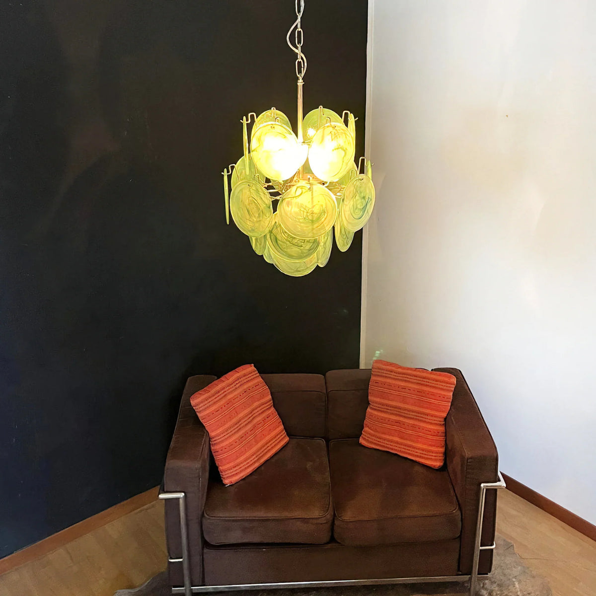 Vintage Green Discs Chandelier - view 2 | Metavaya