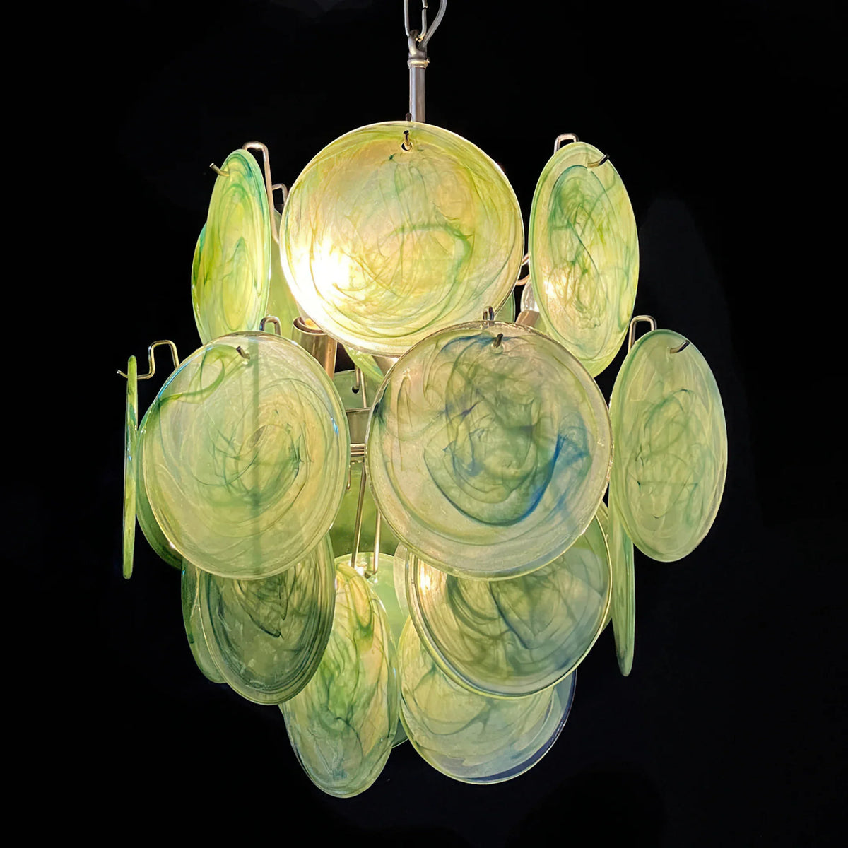 Vintage Green Discs Chandelier - view 21 | Metavaya