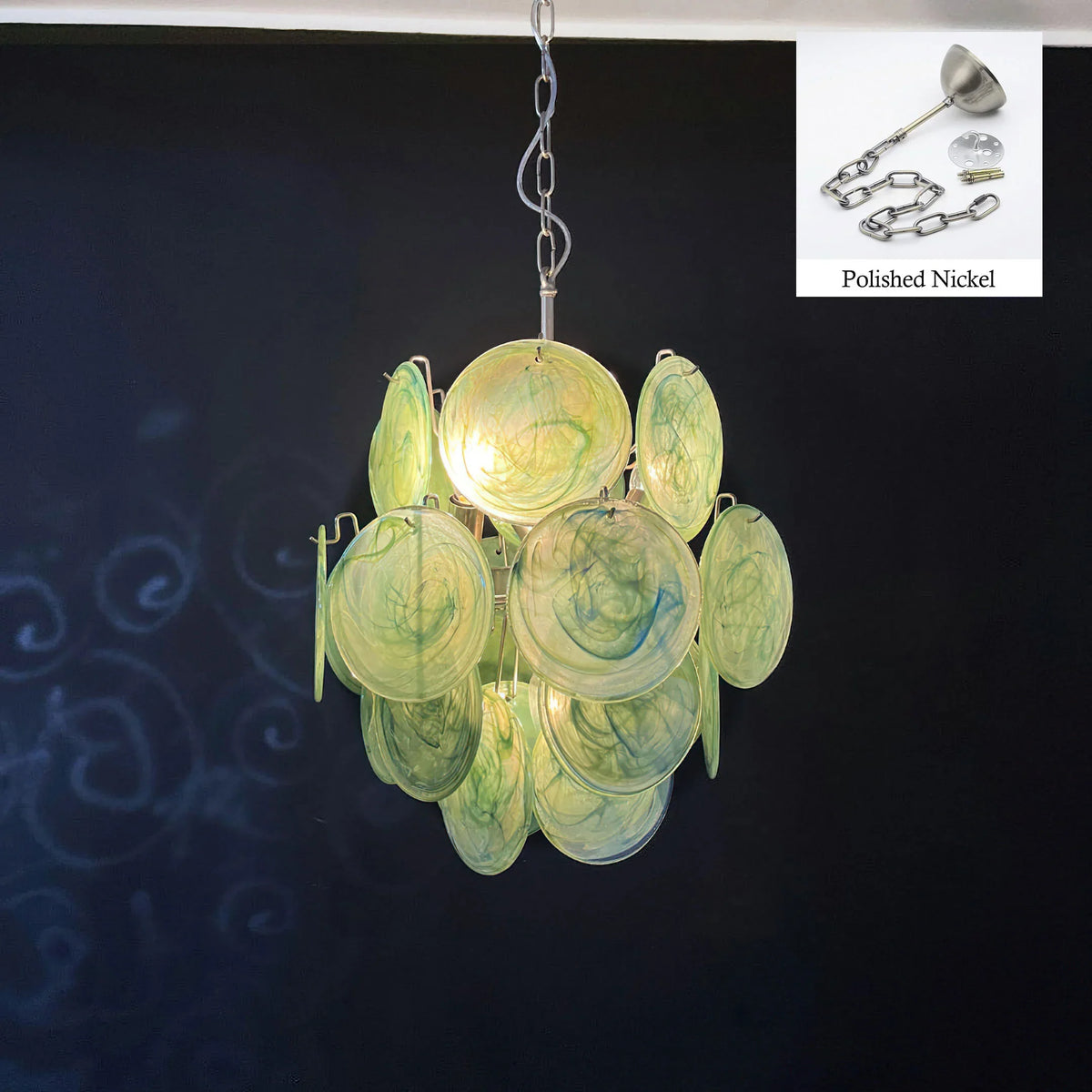 Vintage Green Discs Chandelier - view 25 | Metavaya