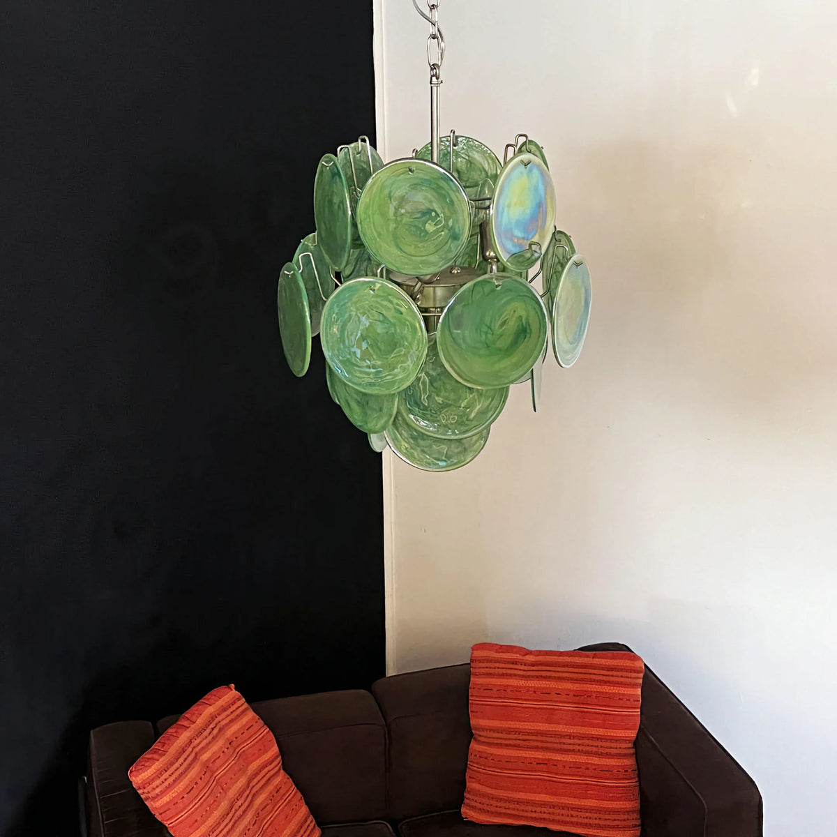 Vintage Green Discs Chandelier - view 6 | Metavaya
