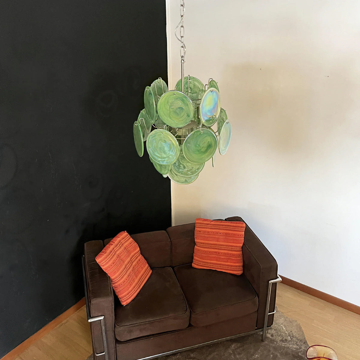 Vintage Green Discs Chandelier - view 8 | Metavaya
