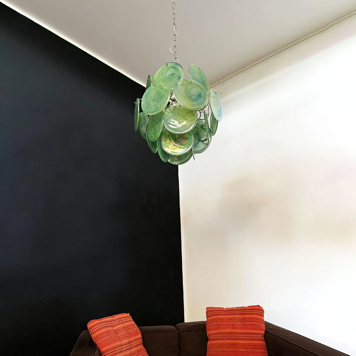 Vintage Green Discs Chandelier - view 9 | Metavaya