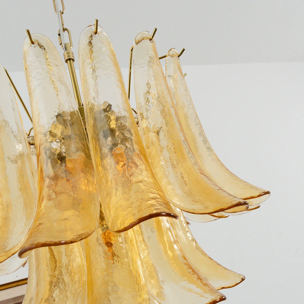 Amber Glass Petal Chandelier - view 10 | Metavaya