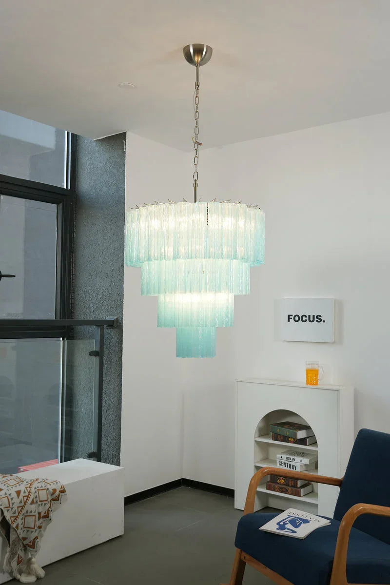 Blue Glass Tubes Chandelier - view 10 | Metavaya