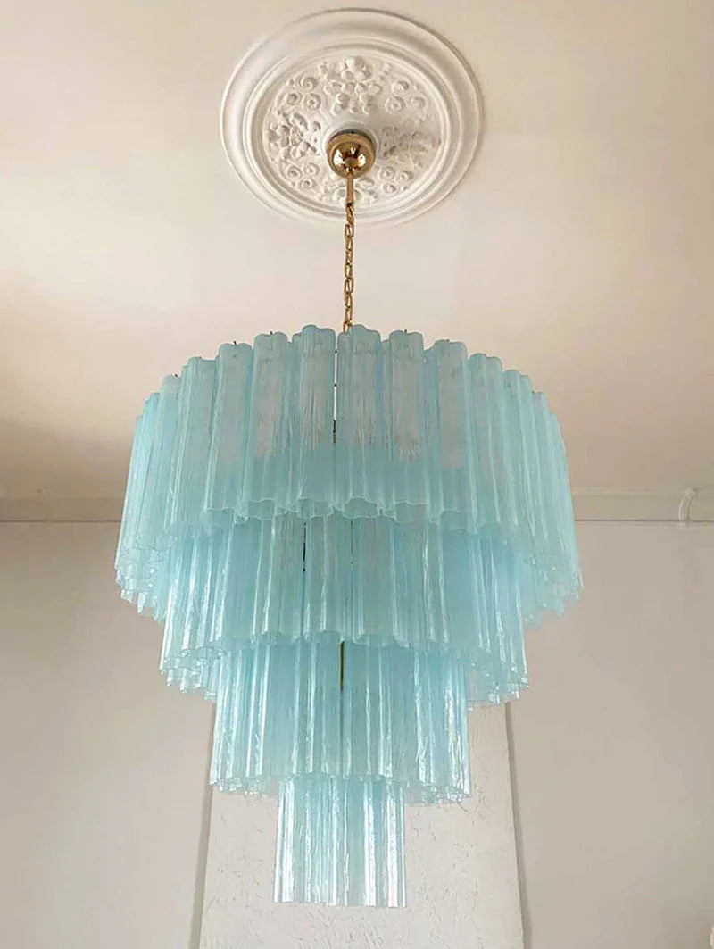 Blue Glass Tubes Chandelier - view 12 | Metavaya