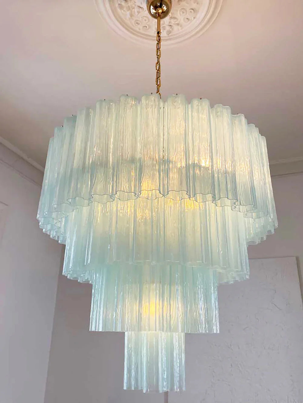 Blue Glass Tubes Chandelier - view 13 | Metavaya