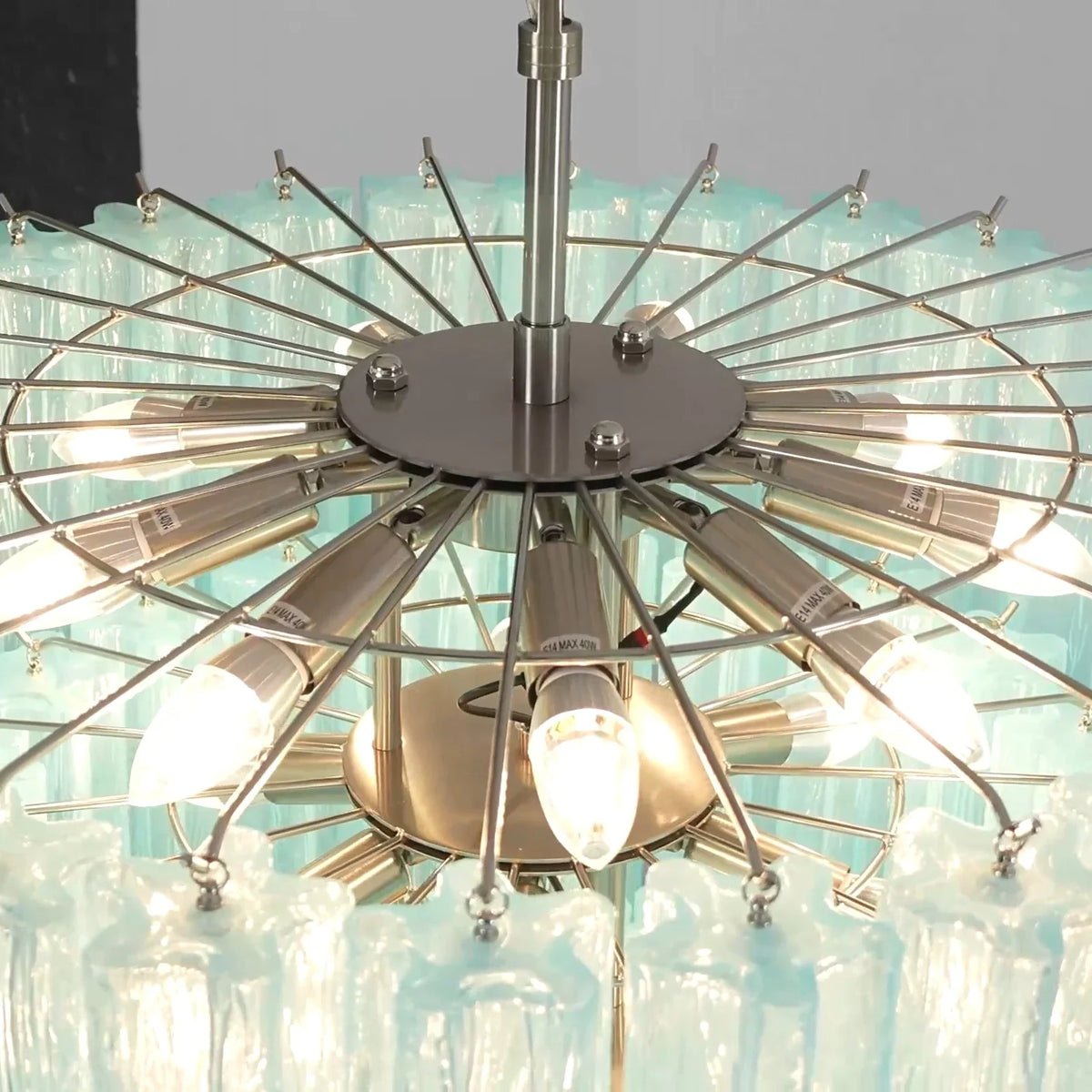 Blue Glass Tubes Chandelier - view 21 | Metavaya