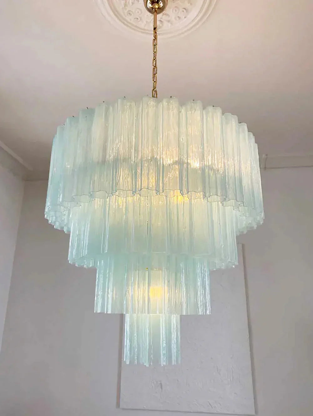 Blue Glass Tubes Chandelier - view 28 | Metavaya