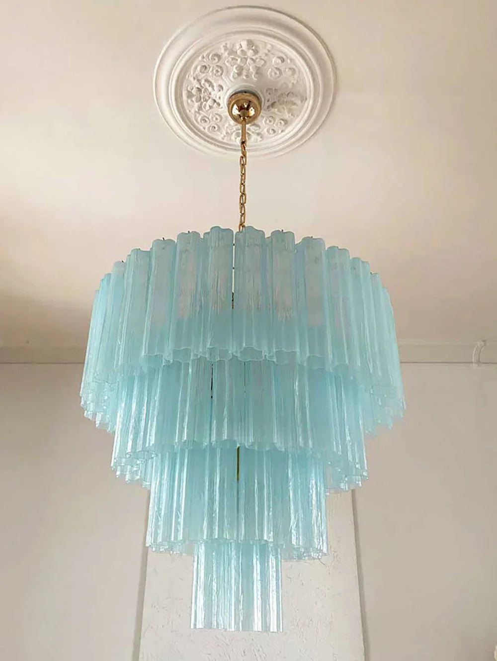 Blue Glass Tubes Chandelier - view 29 | Metavaya