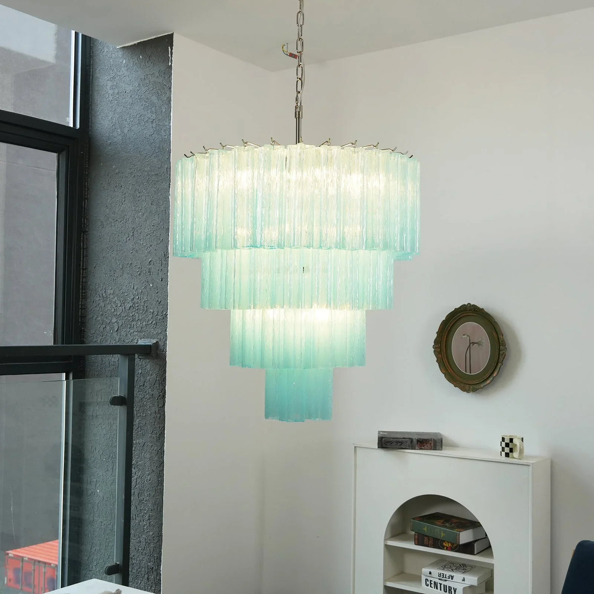 Blue Glass Tubes Chandelier - view 33 | Metavaya
