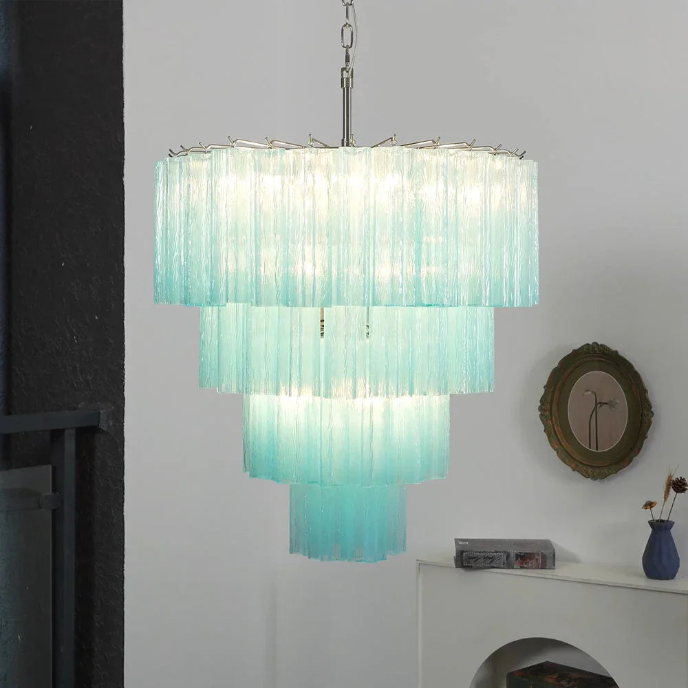 Blue Glass Tubes Chandelier - view 4 | Metavaya
