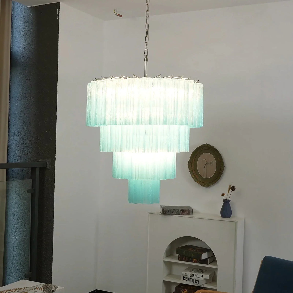 Blue Glass Tubes Chandelier - view 6 | Metavaya