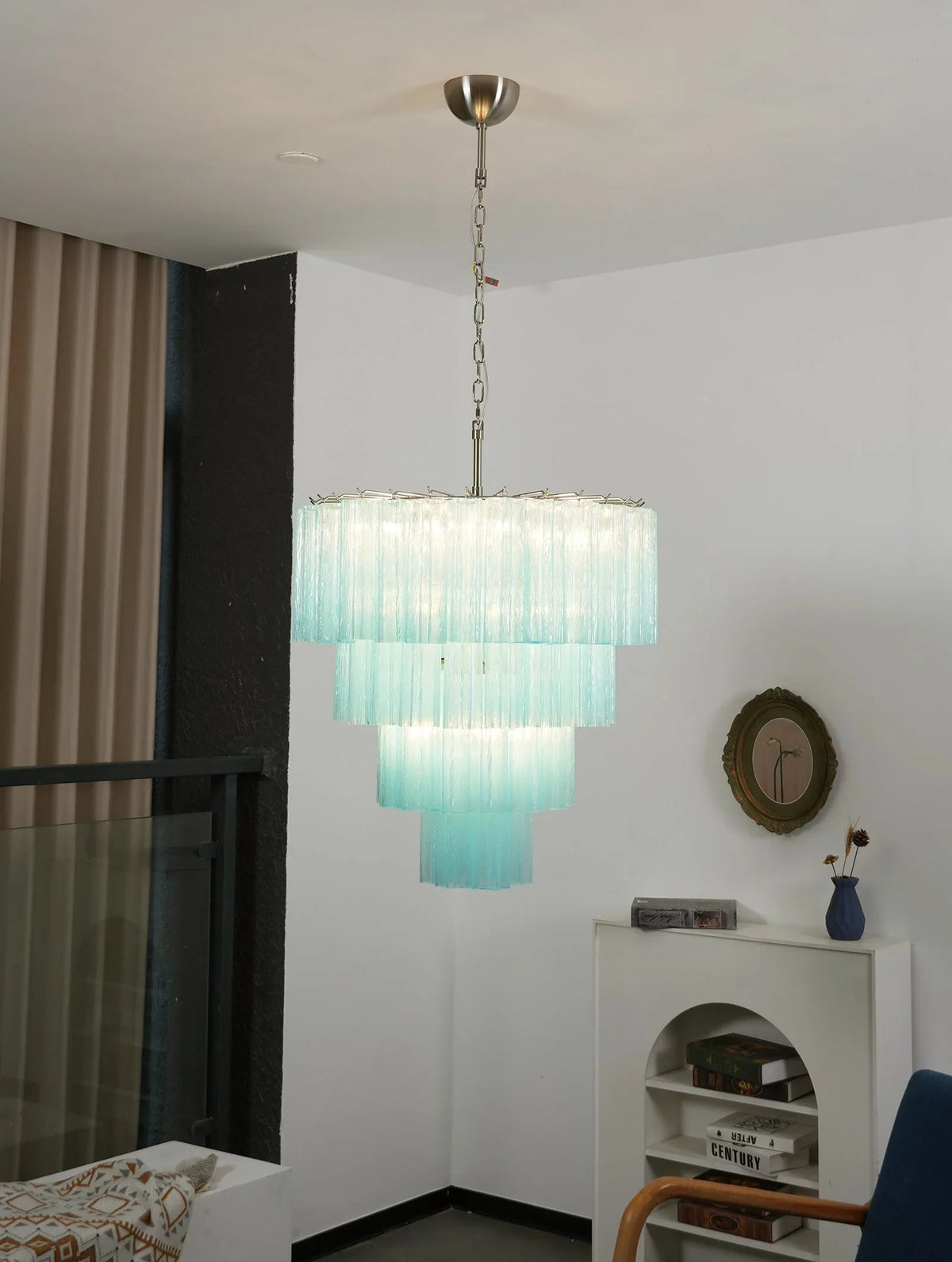 Blue Glass Tubes Chandelier - view 8 | Metavaya