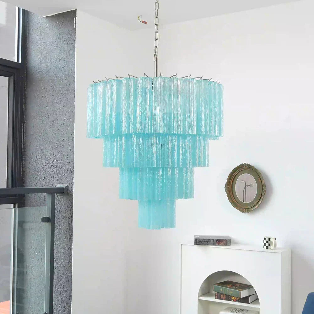 Blue Glass Tubes Chandelier - view 9 | Metavaya