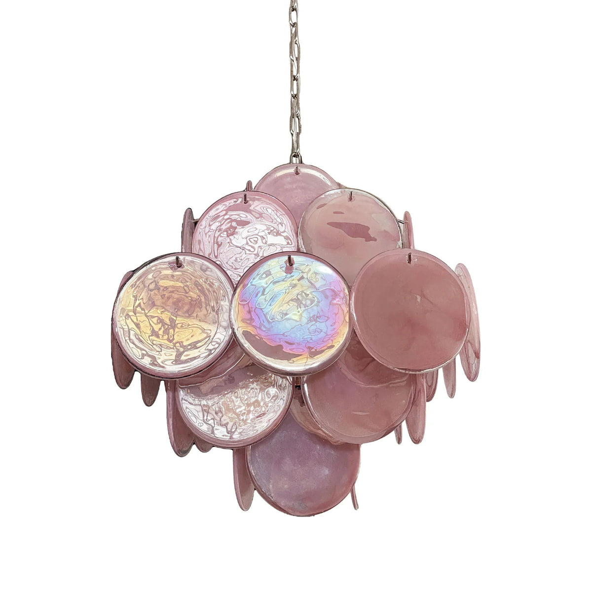 Vintage Pink Glass Disks Chandelier | Metavaya