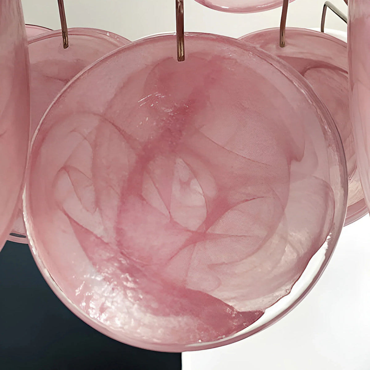 Vintage Pink Glass Disks Chandelier - view 16 | Metavaya