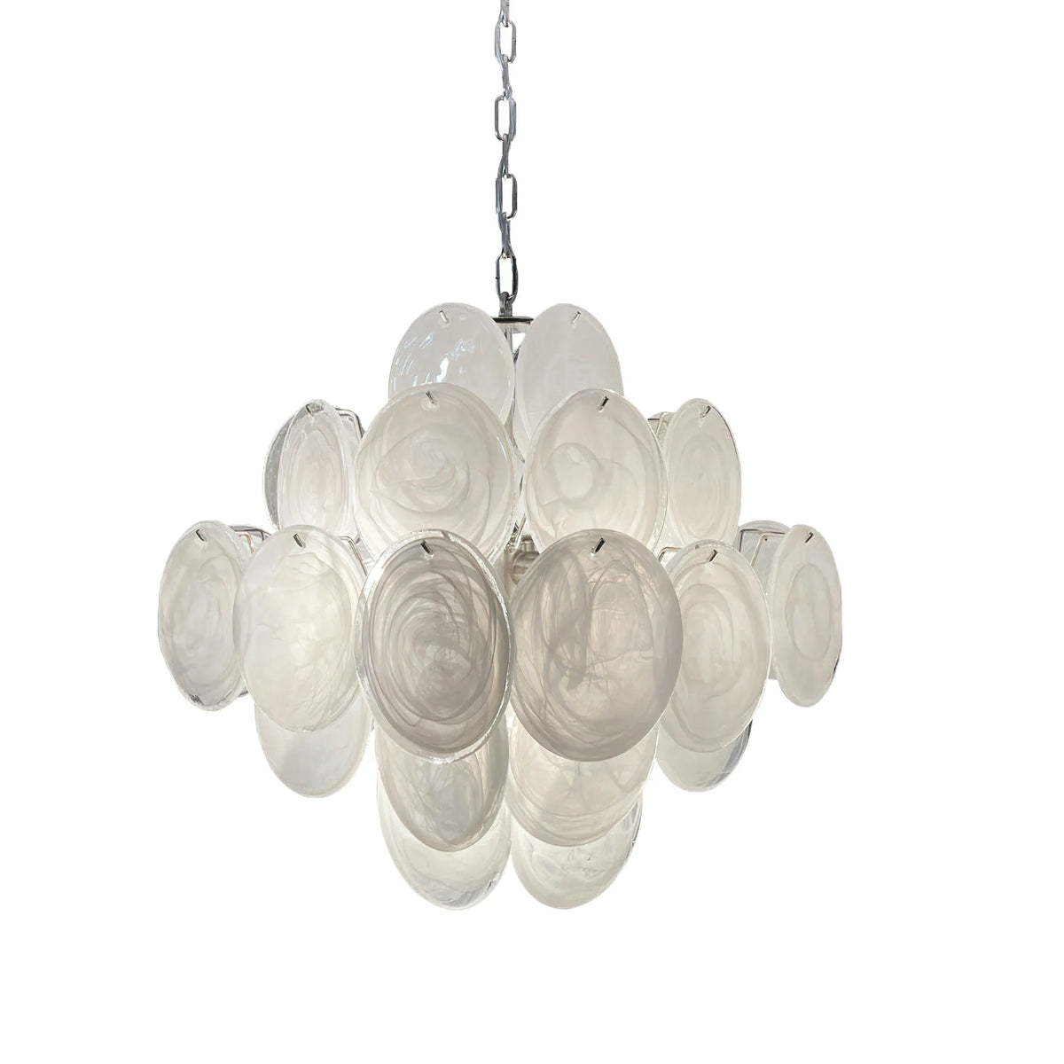 Vintage White Glass Disks Chandelier | Metavaya