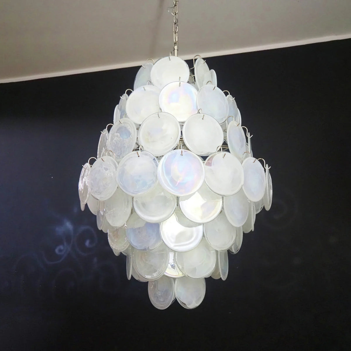 Vintage White Discs Chandelie - view 10 | Metavaya