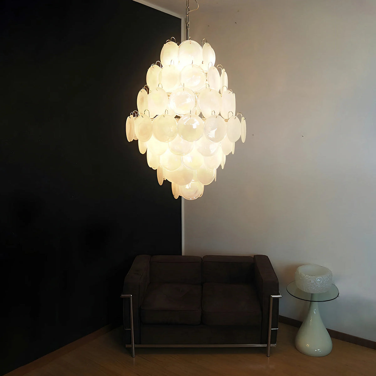 Vintage White Discs Chandelie - view 3 | Metavaya