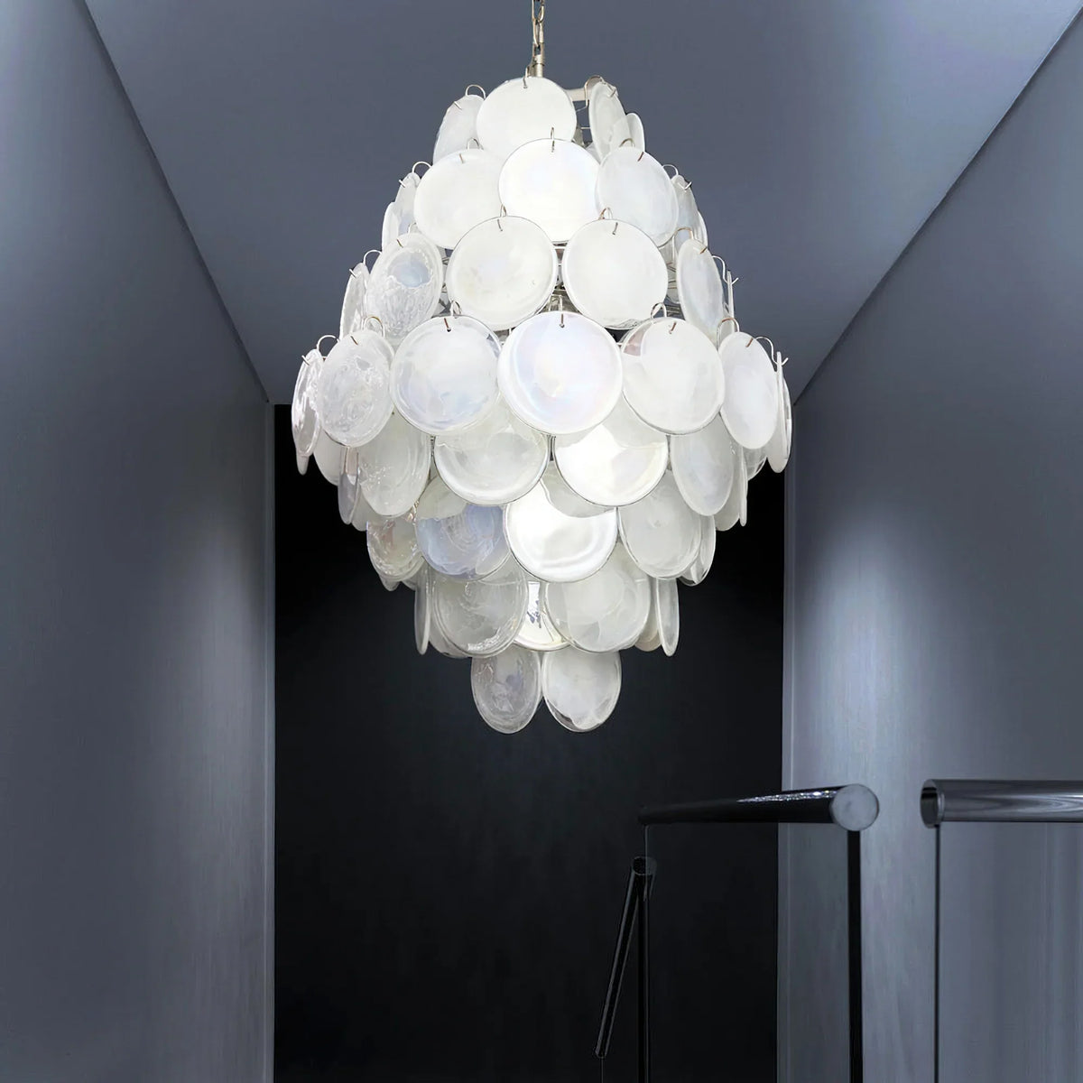 Vintage White Discs Chandelie - view 4 | Metavaya