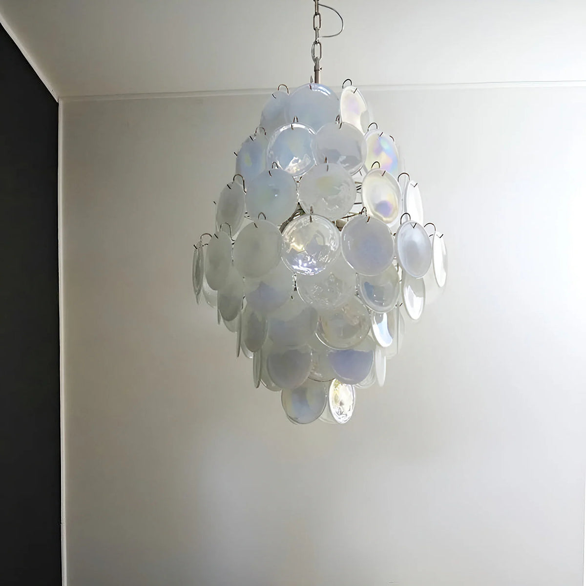 Vintage White Discs Chandelie - view 12 | Metavaya