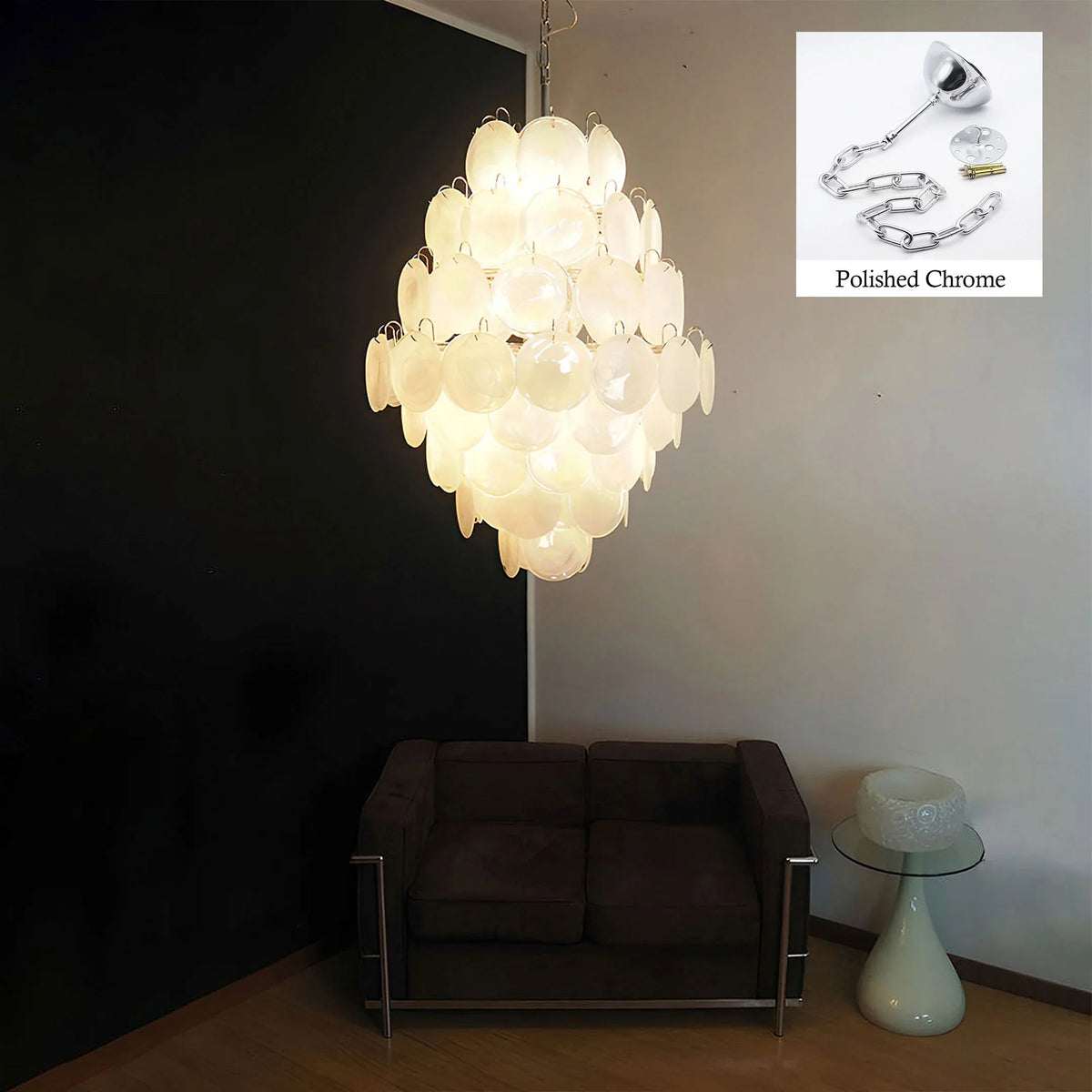 Vintage White Discs Chandelie - view 23 | Metavaya