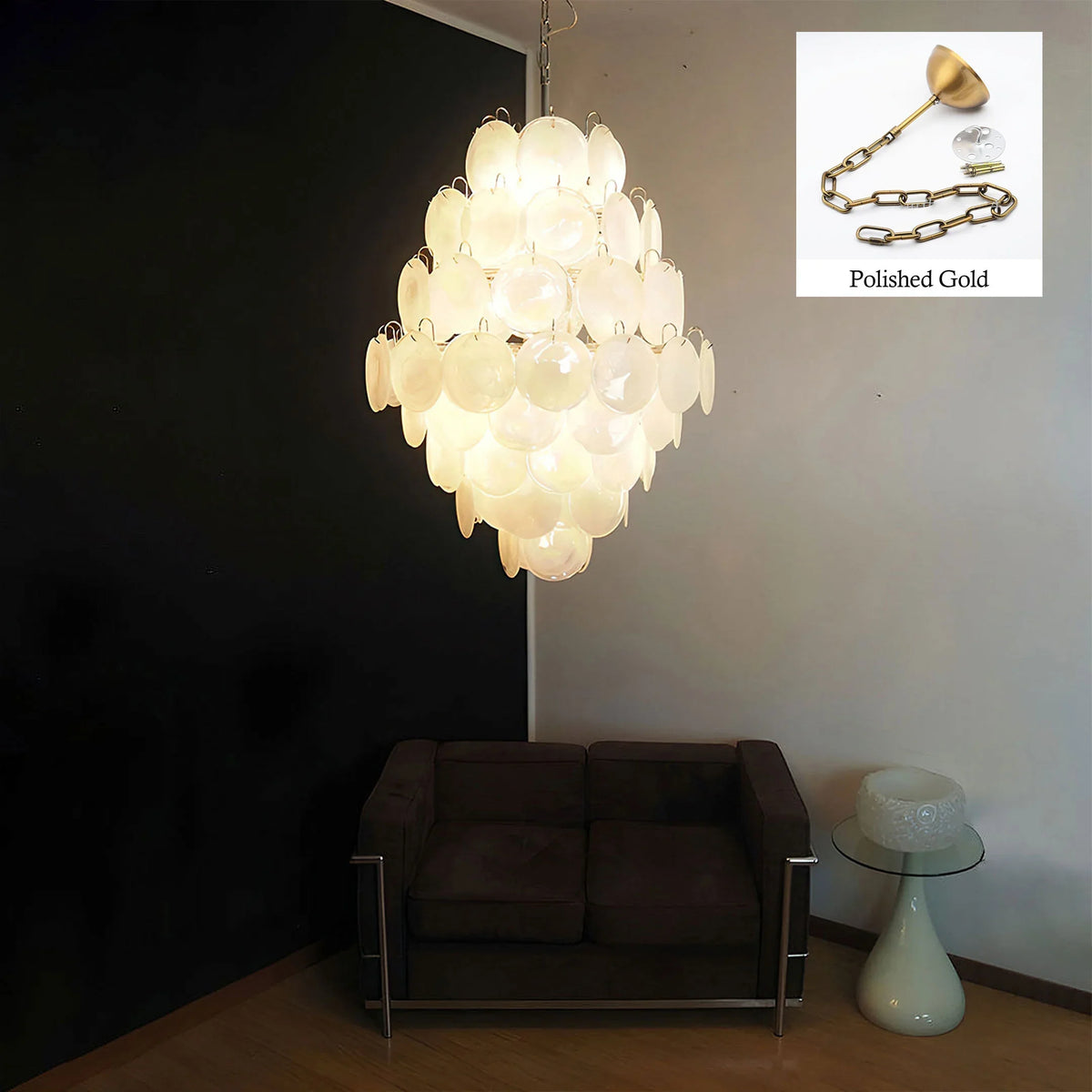 Vintage White Discs Chandelie - view 24 | Metavaya